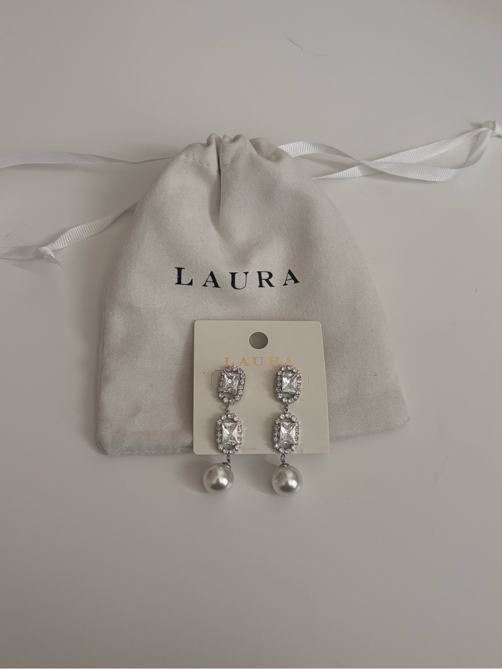 Silver, Crystal and Pearl Drop Earrings